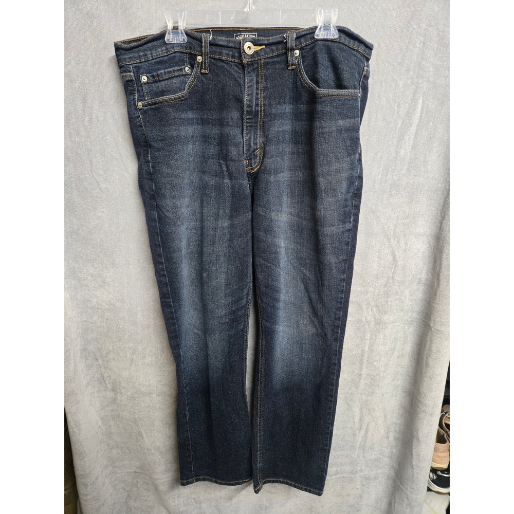 Signature Levi Strauss Gold Mens Athletic Fit Dark Wash Indigo Jeans 38x30